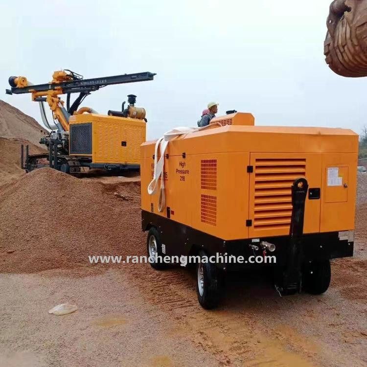 1400 kg tragbarer Diesel-Schraubluftkompressor 55 kW für 8 Bar Arbeitsdruck