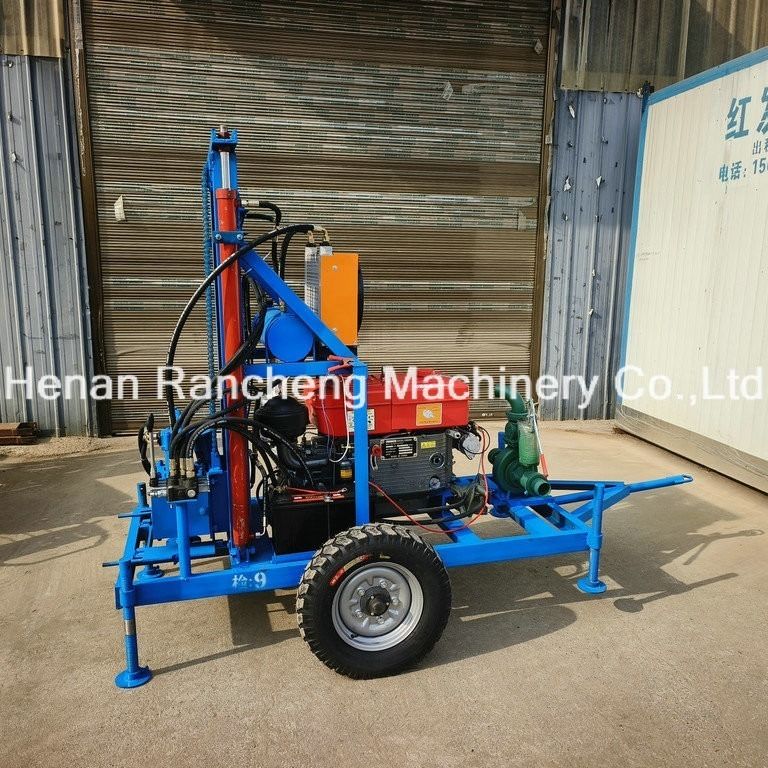 150m DTH Hydraulik-Wasserbohranlage Maschine Tragbarer Pneumatikanhänger Montierte Bohranlage